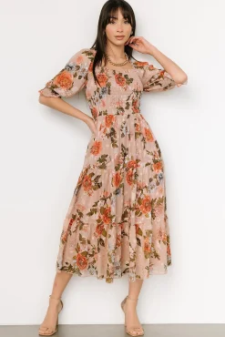 Baltic Born Fabian Jacquard Midi Dress | Dusty Mauve Multi