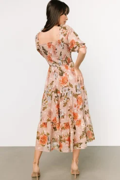 Baltic Born Fabian Jacquard Midi Dress | Dusty Mauve Multi