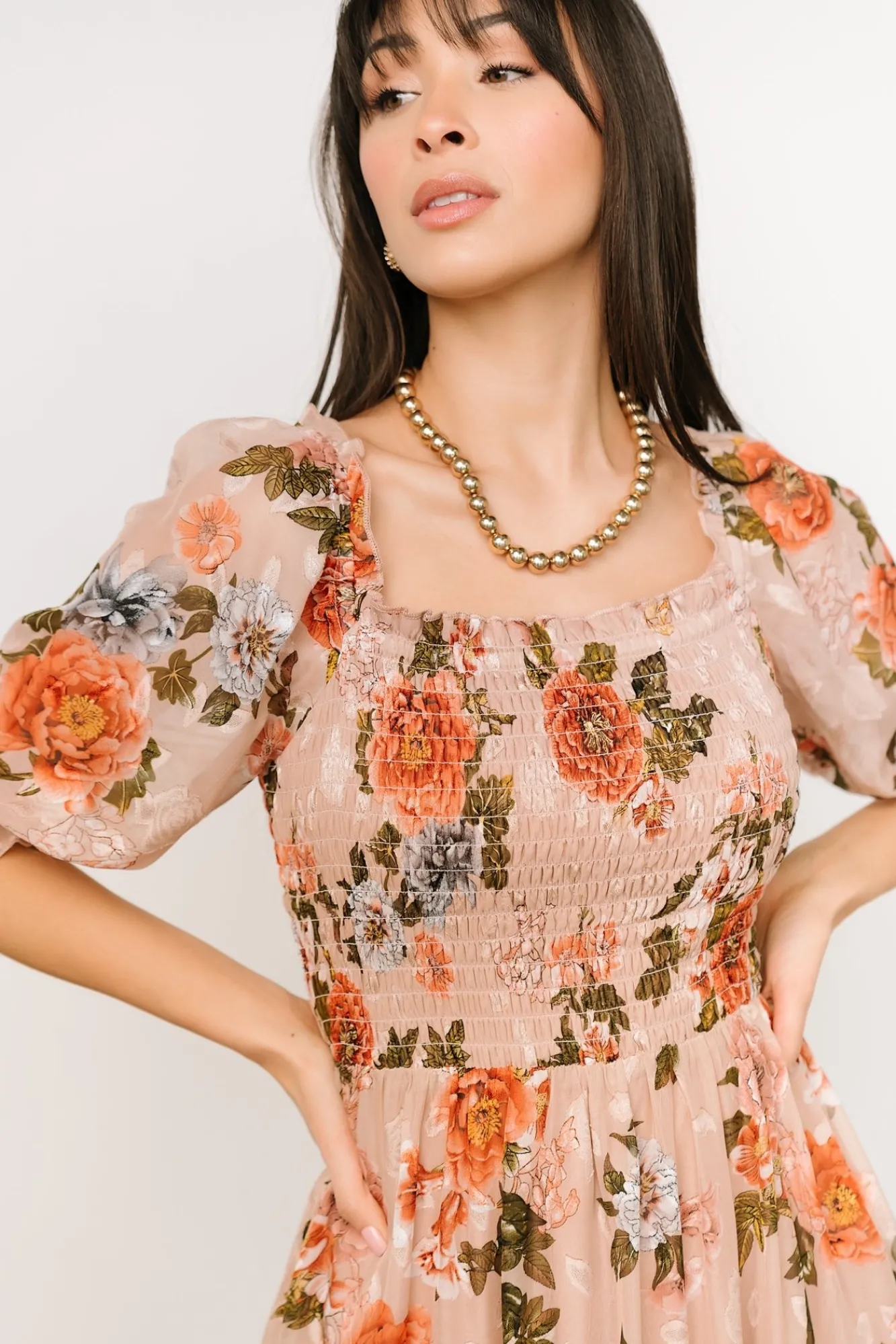 Baltic Born Fabian Jacquard Midi Dress | Dusty Mauve Multi