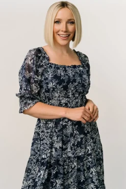 Baltic Born Fabian Jacquard Midi Dress | Indigo Print