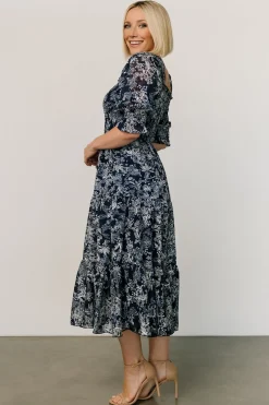 Baltic Born Fabian Jacquard Midi Dress | Indigo Print