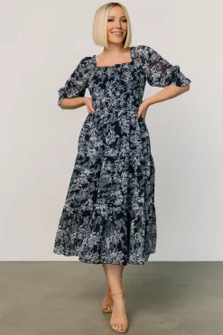 Baltic Born Fabian Jacquard Midi Dress | Indigo Print