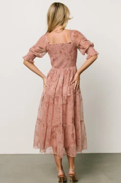 Baltic Born Fabian Jacquard Midi Dress | Mauve + Gold