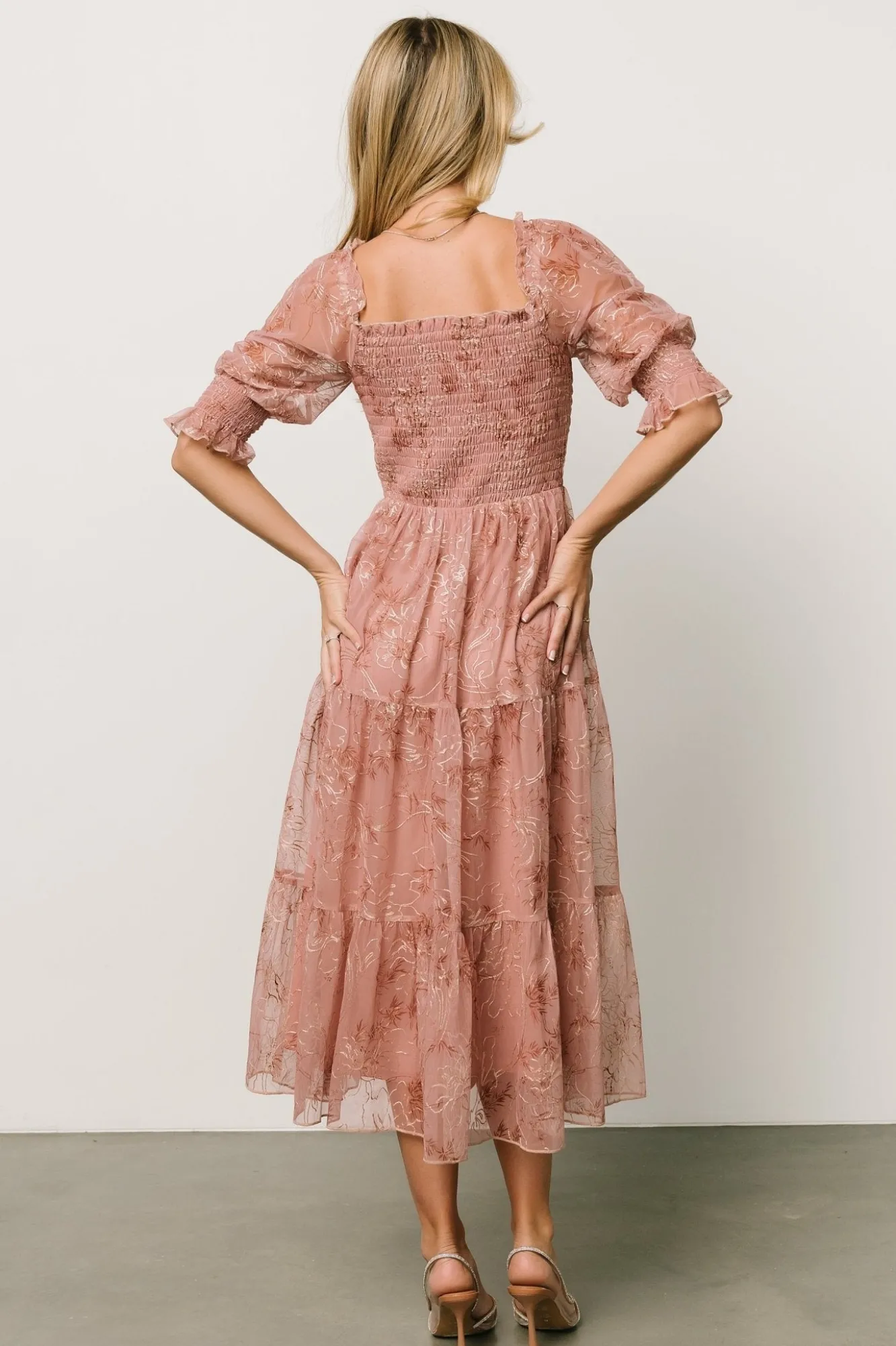 Baltic Born Fabian Jacquard Midi Dress | Mauve + Gold