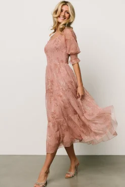 Baltic Born Fabian Jacquard Midi Dress | Mauve + Gold