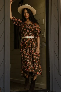 Baltic Born Fabian Jacquard Midi Dress | Olive Floral