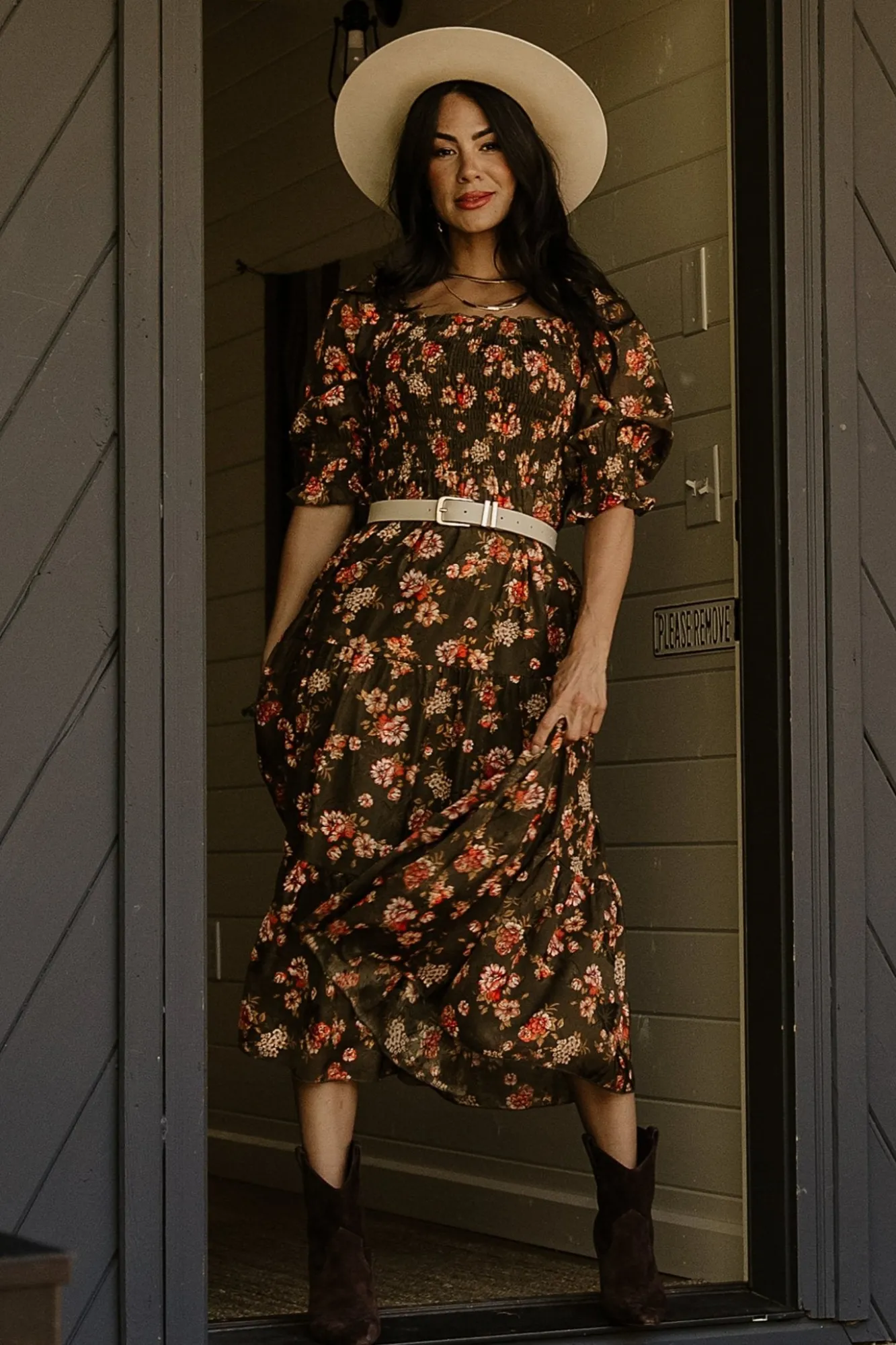 Baltic Born Fabian Jacquard Midi Dress | Olive Floral