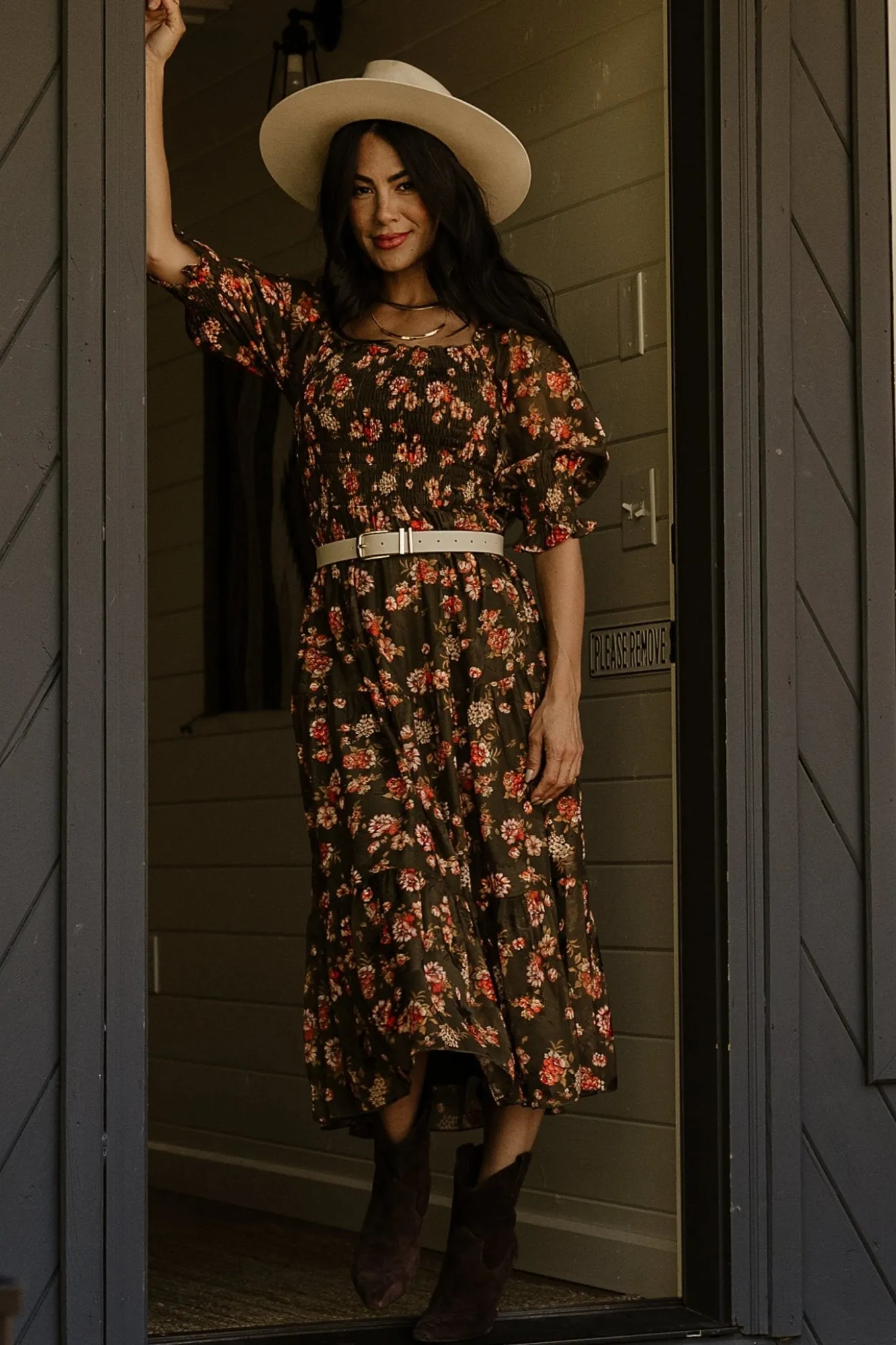 Baltic Born Fabian Jacquard Midi Dress | Olive Floral