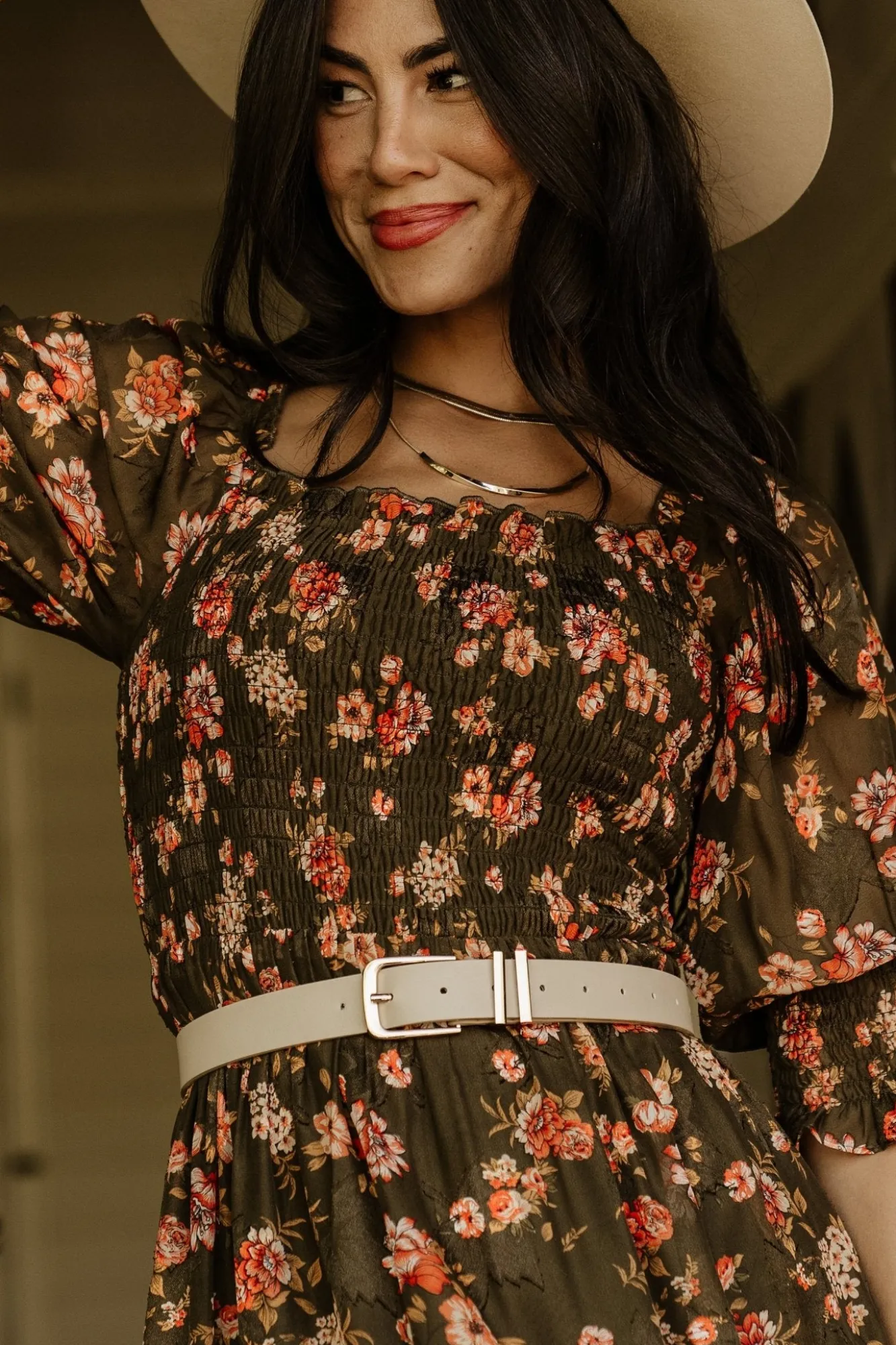 Baltic Born Fabian Jacquard Midi Dress | Olive Floral