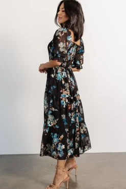 Baltic Born Fabian Jacquard Midi Dress | Black + Blue Multi