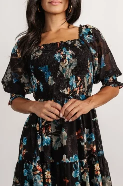 Baltic Born Fabian Jacquard Midi Dress | Black + Blue Multi