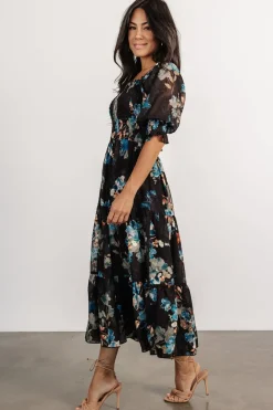 Baltic Born Fabian Jacquard Midi Dress | Black + Blue Multi