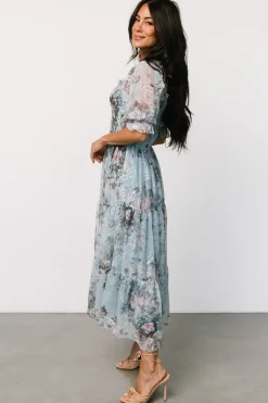 Baltic Born Fabian Jacquard Midi Dress | Light Blue Multi
