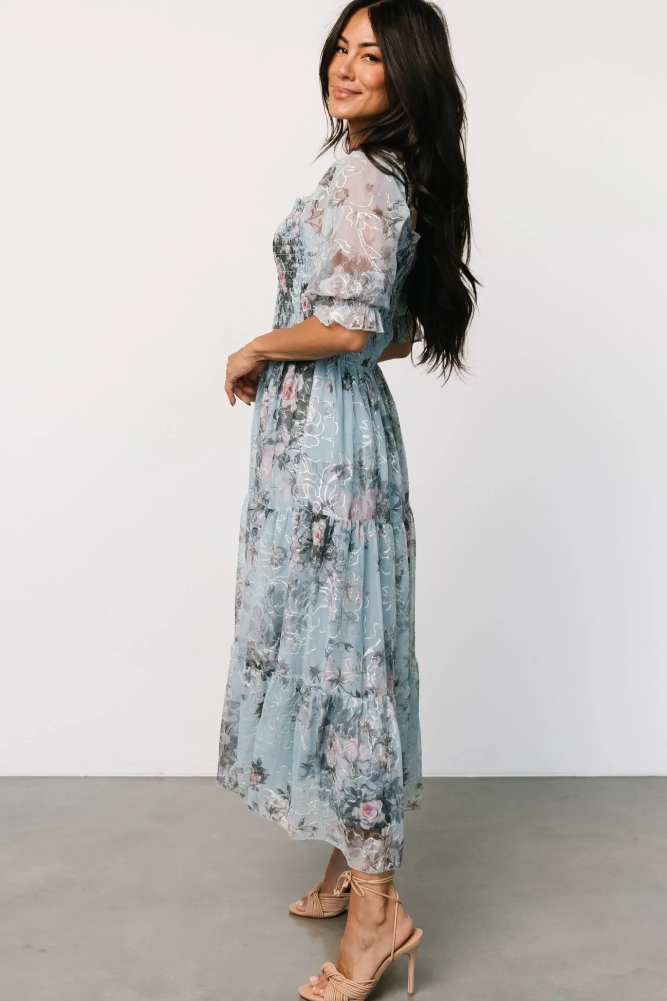 Baltic Born Fabian Jacquard Midi Dress | Light Blue Multi