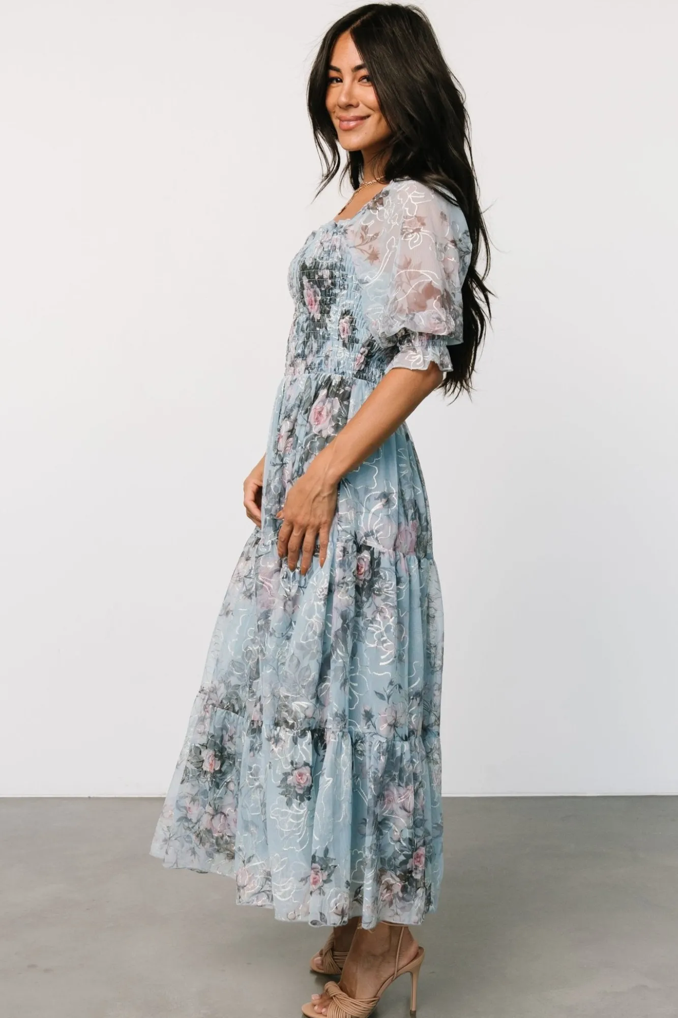 Baltic Born Fabian Jacquard Midi Dress | Light Blue Multi