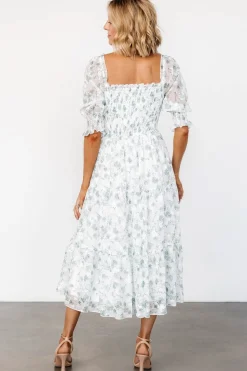 Baltic Born Fabian Jacquard Midi Dress | Off White + Sage Floral