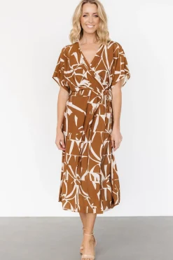 Baltic Born Fantino Faux Wrap Dress | Brown Print