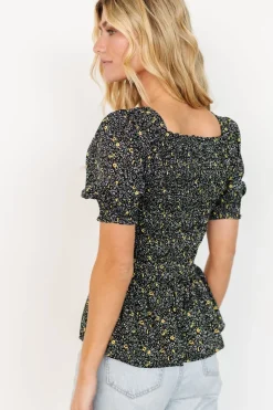 Baltic Born Felice Smocked Top | Black Print
