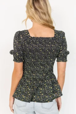 Baltic Born Felice Smocked Top | Black Print