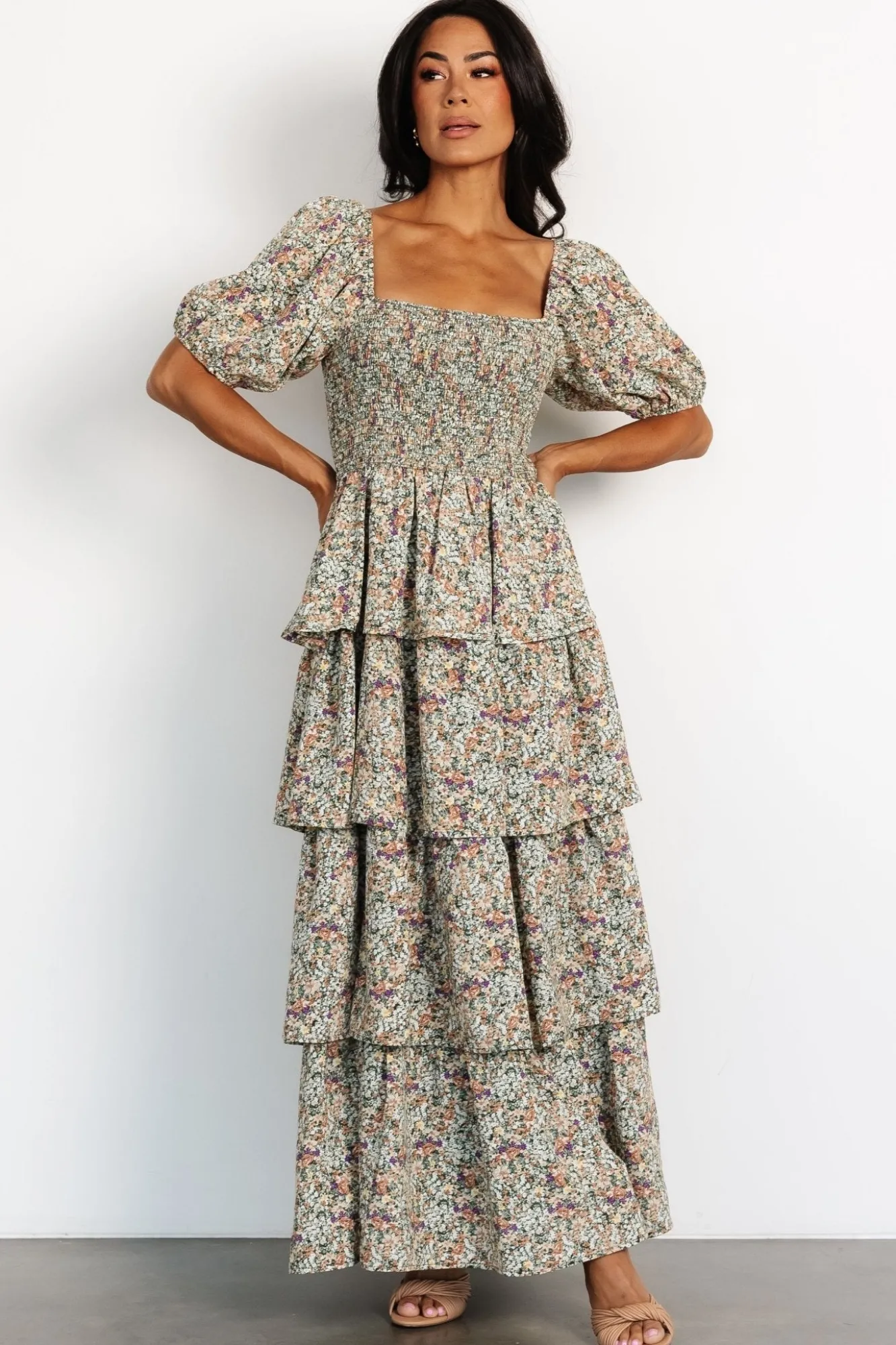 Baltic Born Felicia Tiered Maxi Dress | Green Multi