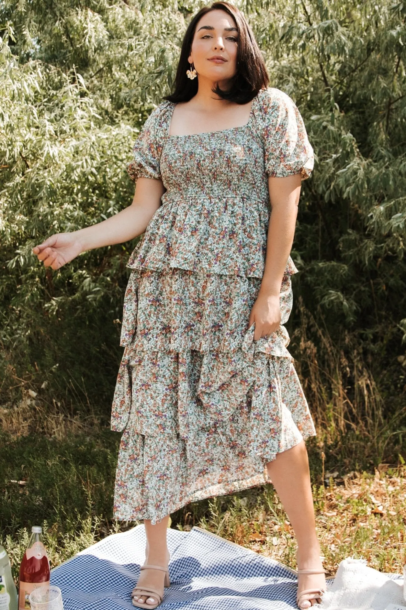 Baltic Born Felicia Tiered Maxi Dress | Green Multi