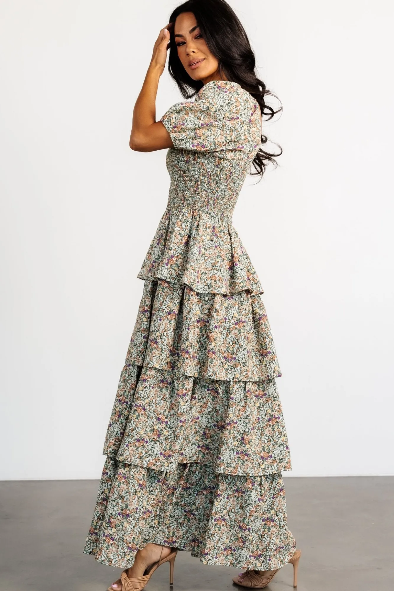 Baltic Born Felicia Tiered Maxi Dress | Green Multi