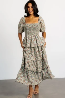 Baltic Born Felicia Tiered Maxi Dress | Green Multi