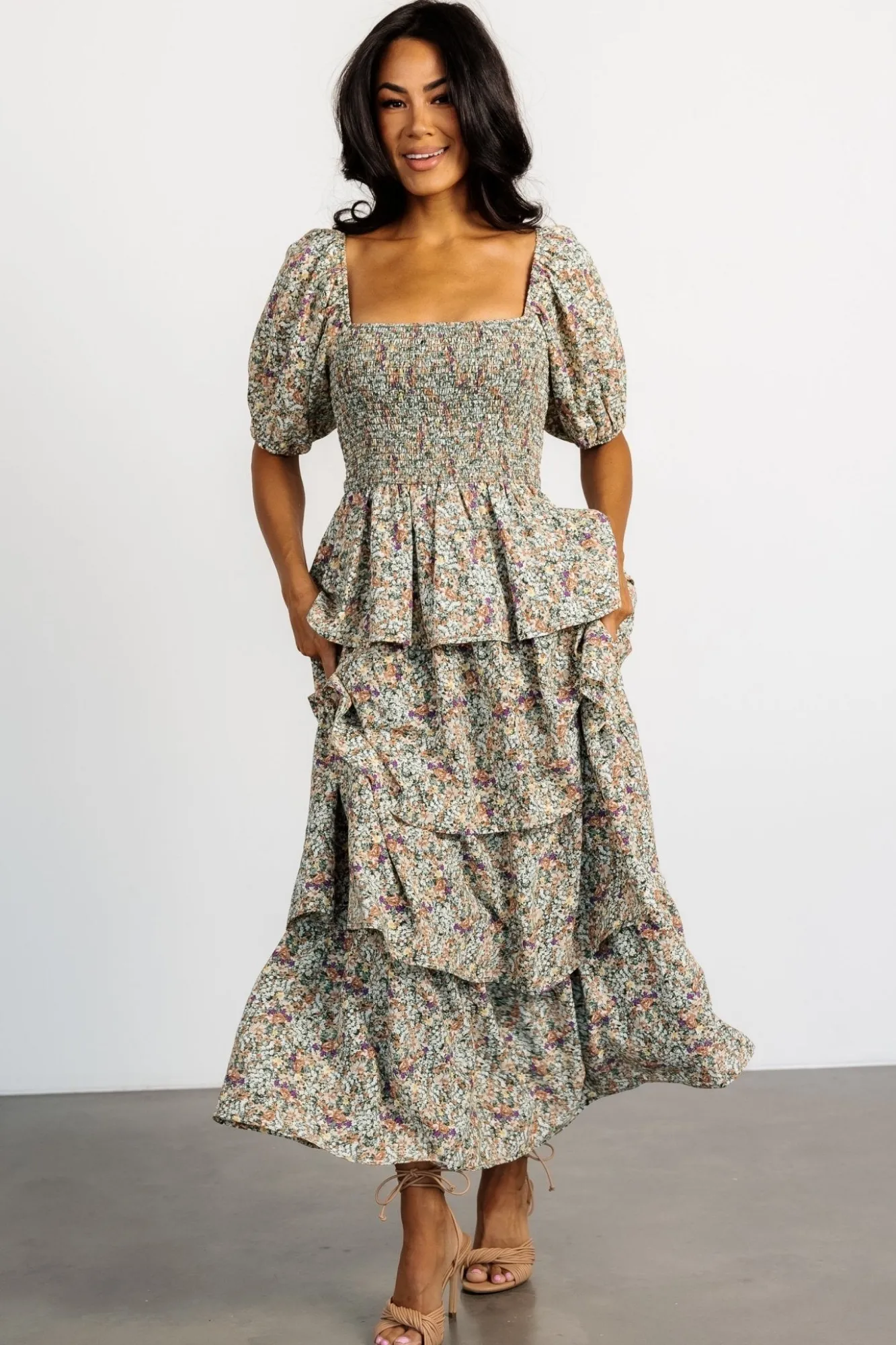 Baltic Born Felicia Tiered Maxi Dress | Green Multi
