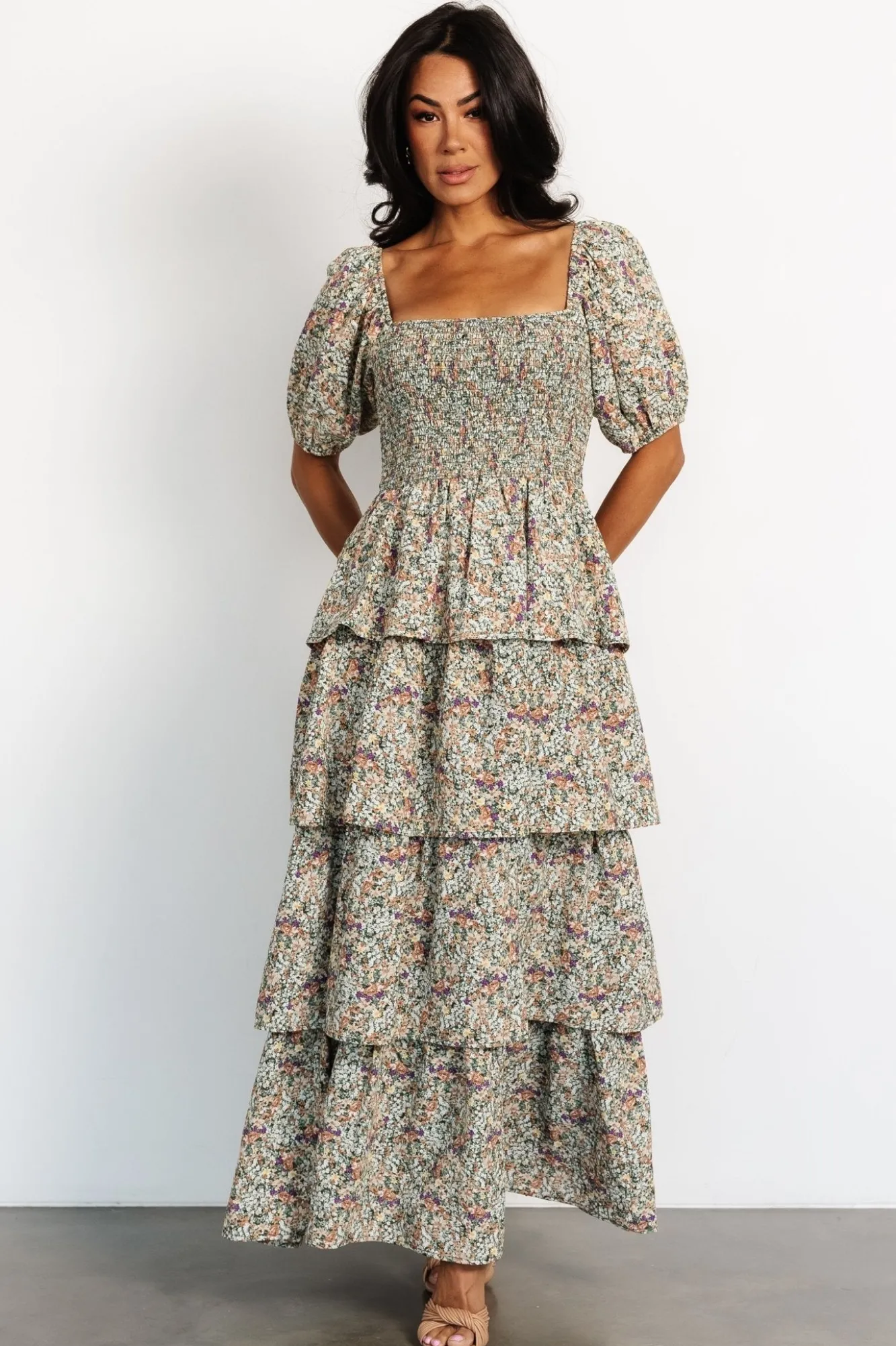 Baltic Born Felicia Tiered Maxi Dress | Green Multi