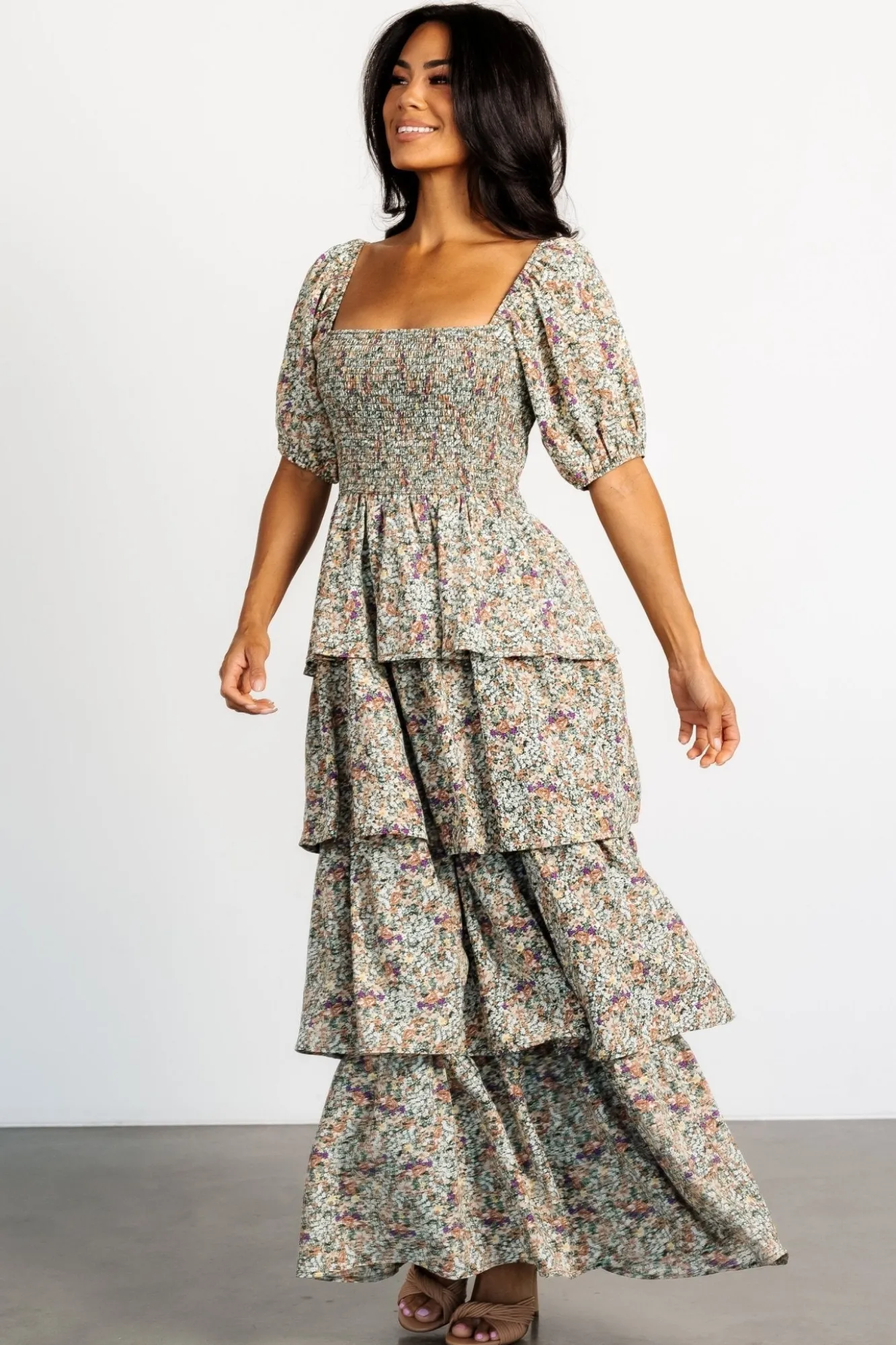Baltic Born Felicia Tiered Maxi Dress | Green Multi