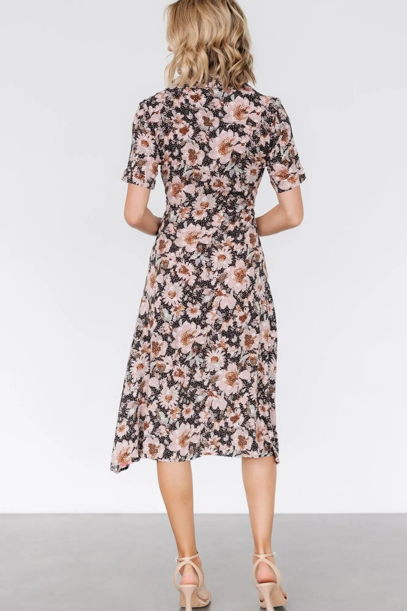 Baltic Born Feya Button Midi Dress | Black + Mauve Floral