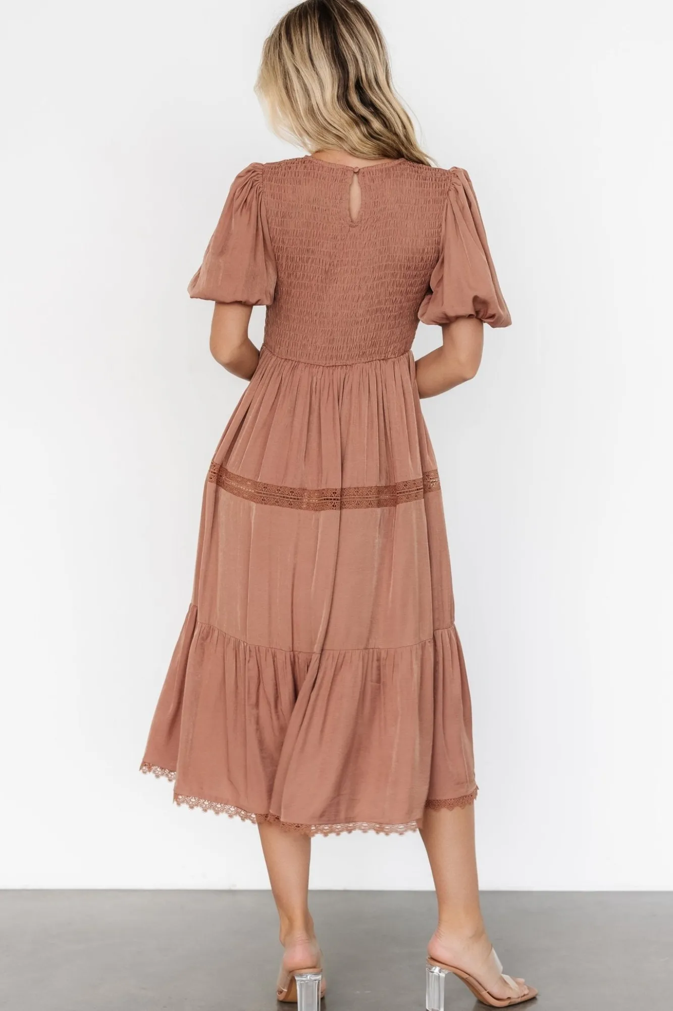Baltic Born Finley Smocked Midi Dress | Light Copper