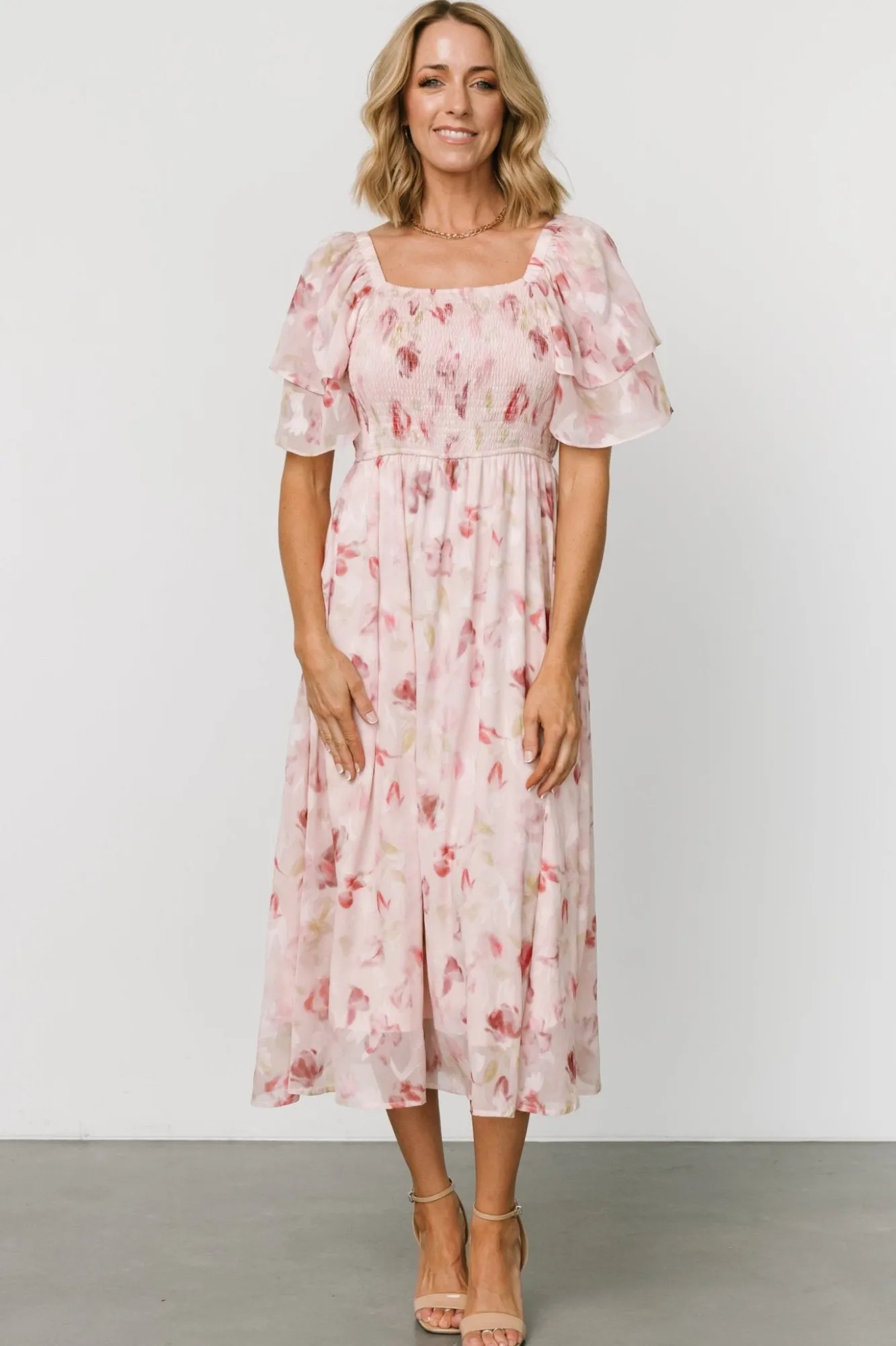 Baltic Born Flora Midi Dress | Blush Print