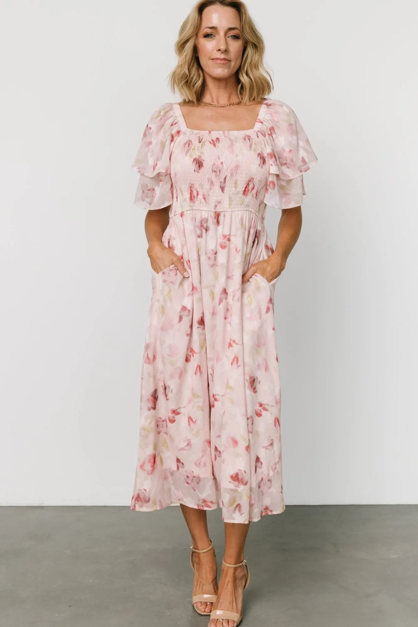 Baltic Born Flora Midi Dress | Blush Print