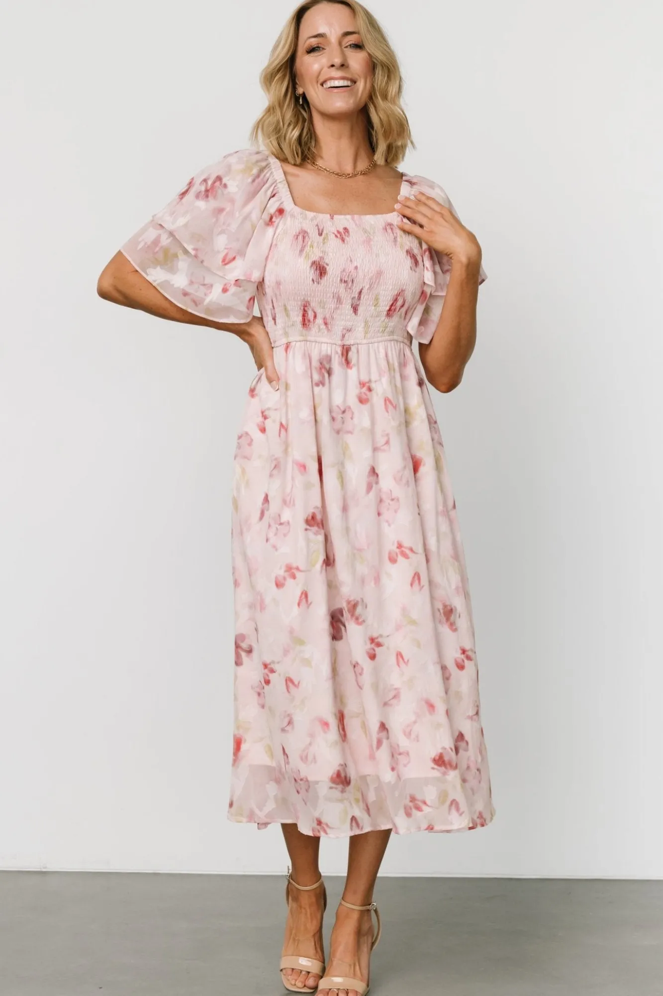 Baltic Born Flora Midi Dress | Blush Print