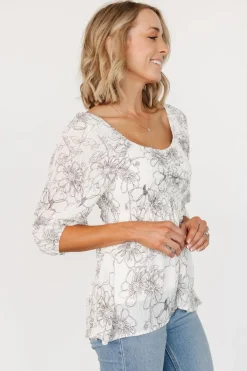 Baltic Born Florian Smocked Top | Ivory Print