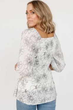 Baltic Born Florian Smocked Top | Ivory Print