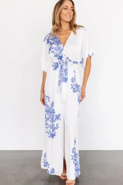 Baltic Born Florina Kimono Maxi Dress | White + Blue