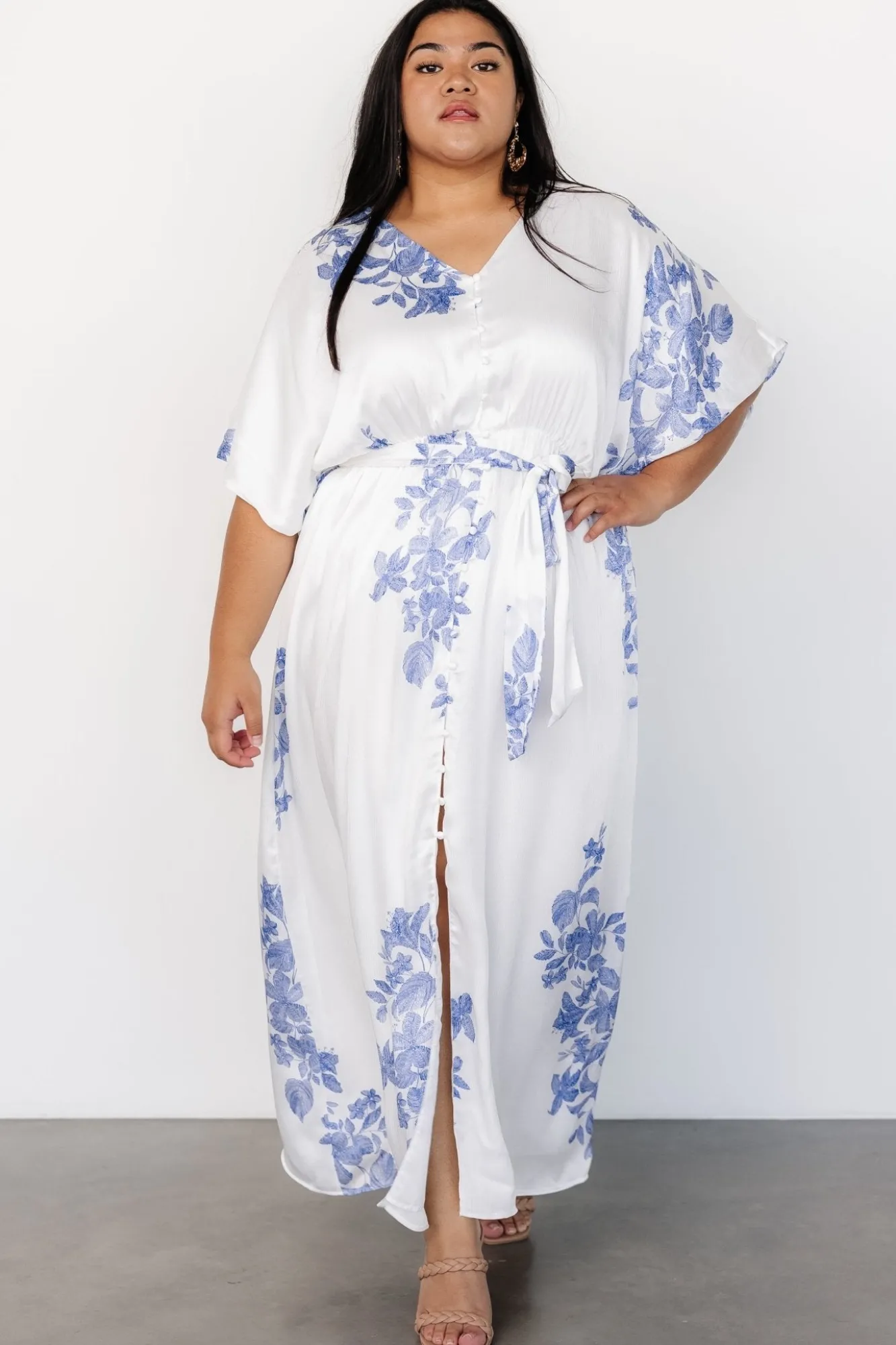 Baltic Born Florina Kimono Maxi Dress | White + Blue