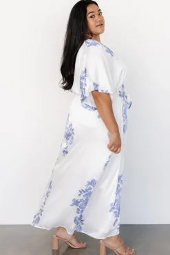 Baltic Born Florina Kimono Maxi Dress | White + Blue