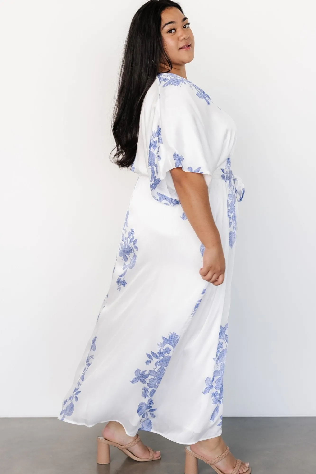 Baltic Born Florina Kimono Maxi Dress | White + Blue