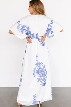 Baltic Born Florina Kimono Maxi Dress | White + Blue