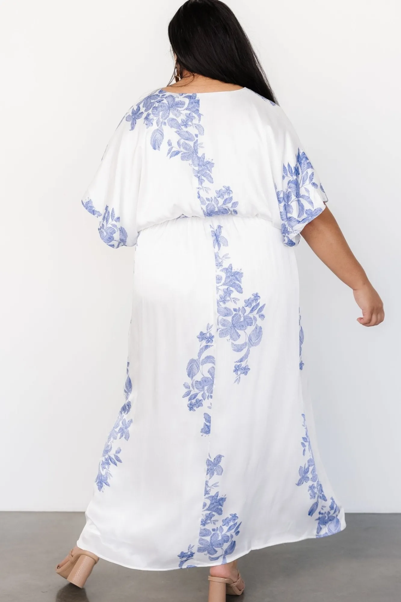 Baltic Born Florina Kimono Maxi Dress | White + Blue