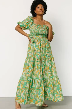 Baltic Born Forsythe Smocked Maxi Dress | Green Print