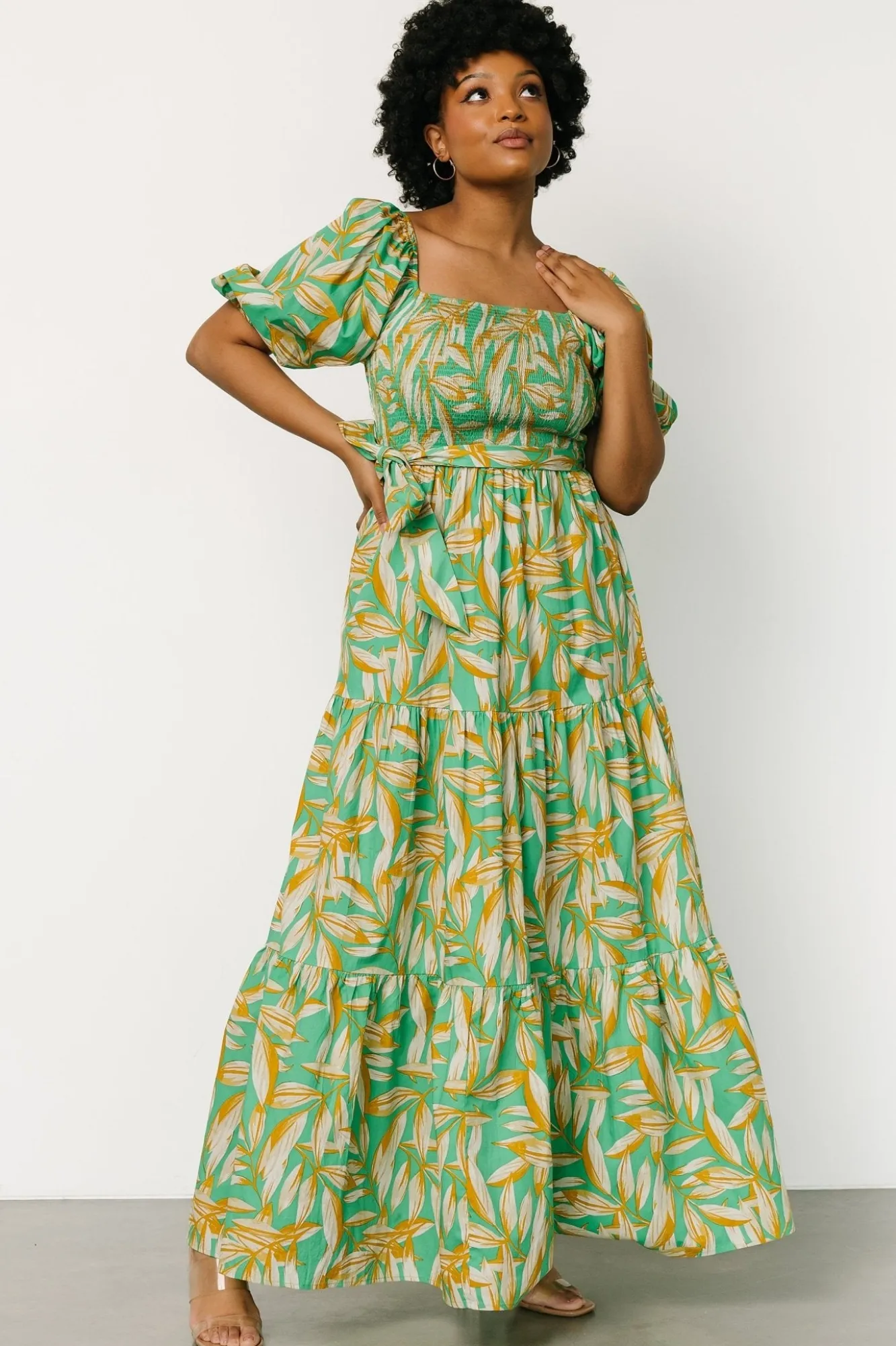 Baltic Born Forsythe Smocked Maxi Dress | Green Print