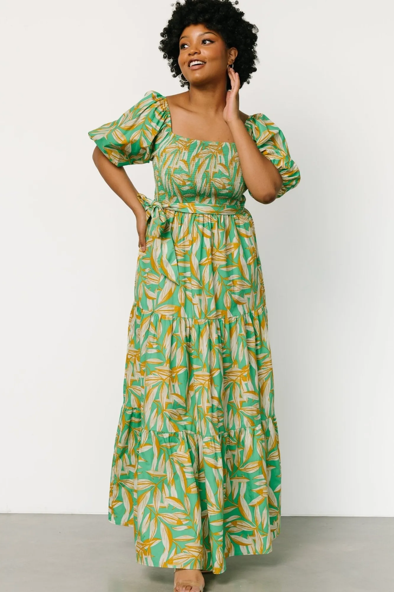 Baltic Born Forsythe Smocked Maxi Dress | Green Print
