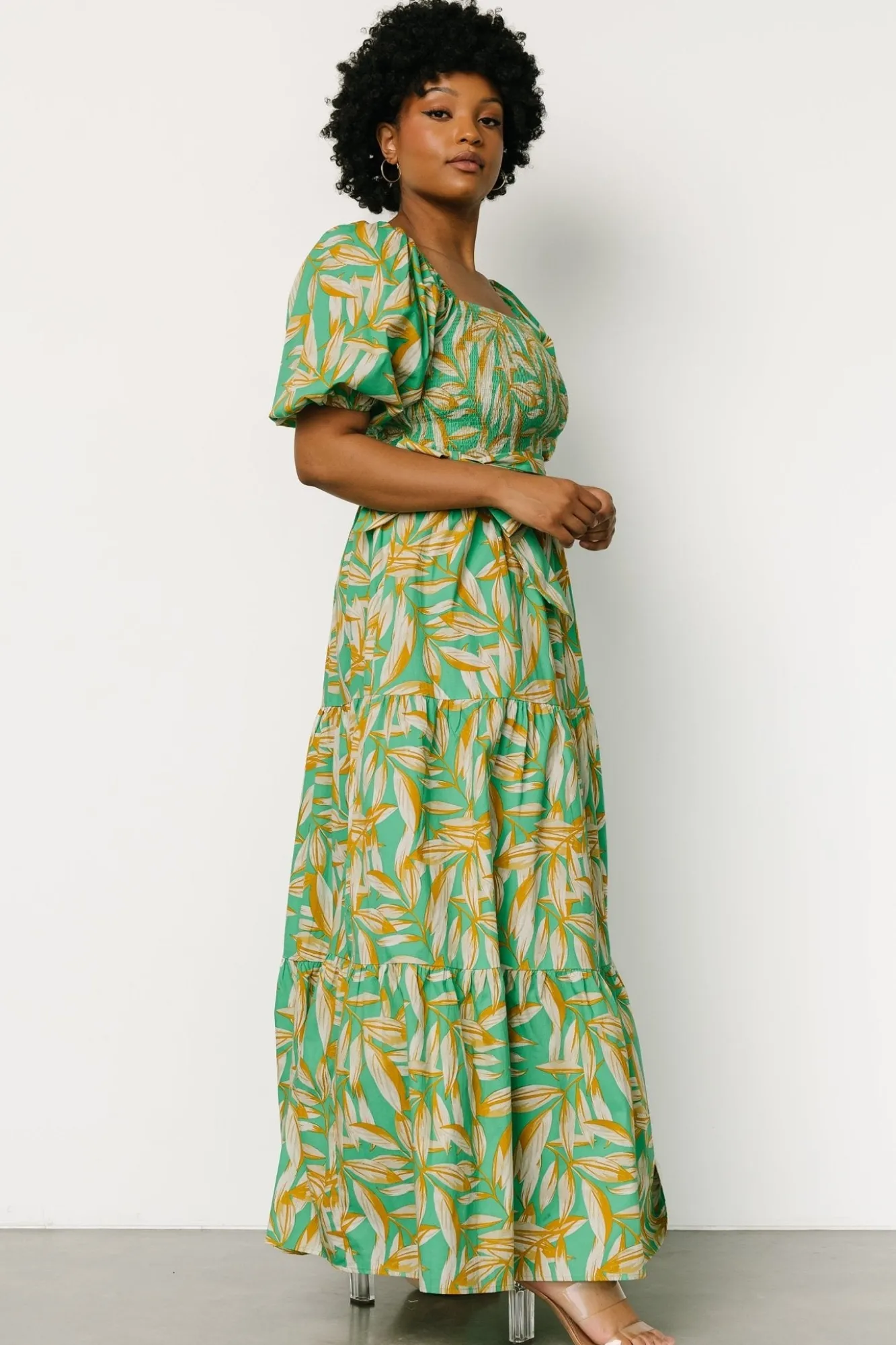 Baltic Born Forsythe Smocked Maxi Dress | Green Print