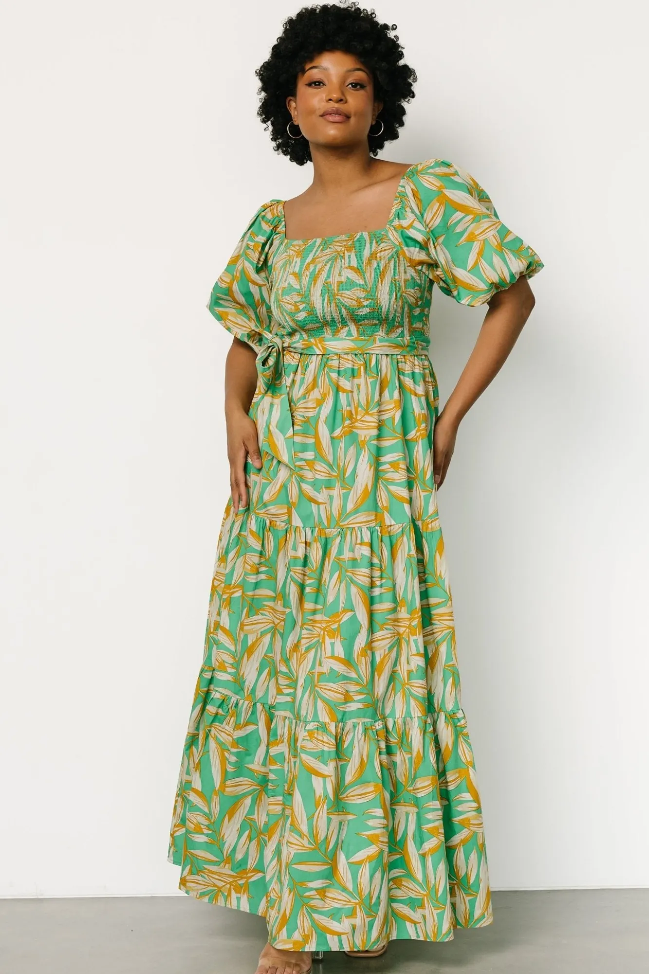 Baltic Born Forsythe Smocked Maxi Dress | Green Print