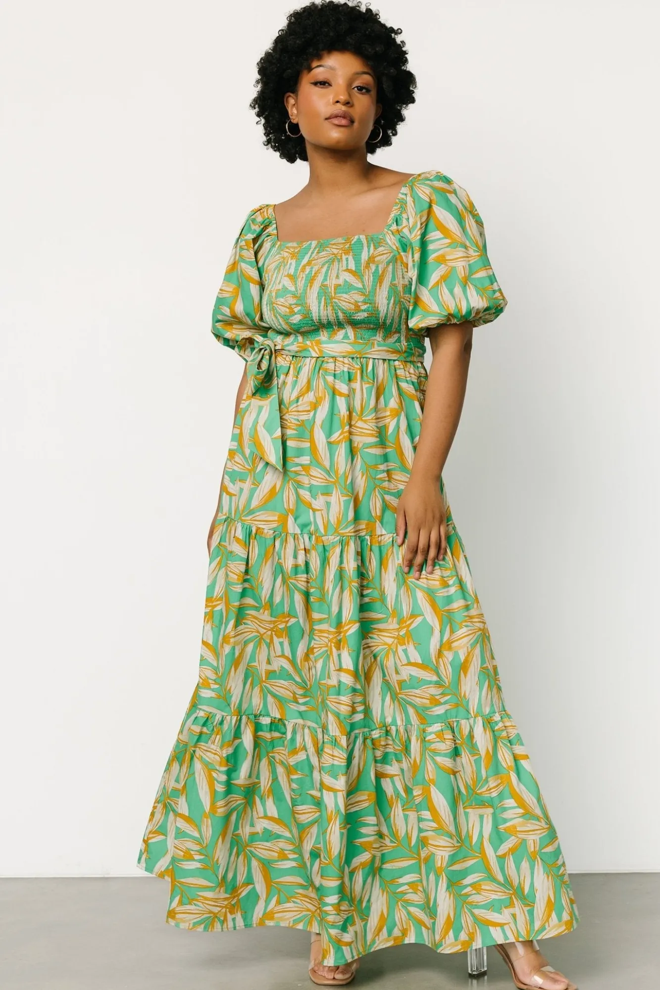 Baltic Born Forsythe Smocked Maxi Dress | Green Print