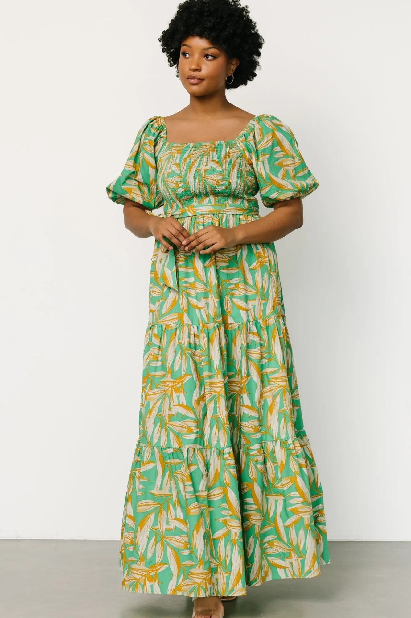 Baltic Born Forsythe Smocked Maxi Dress | Green Print